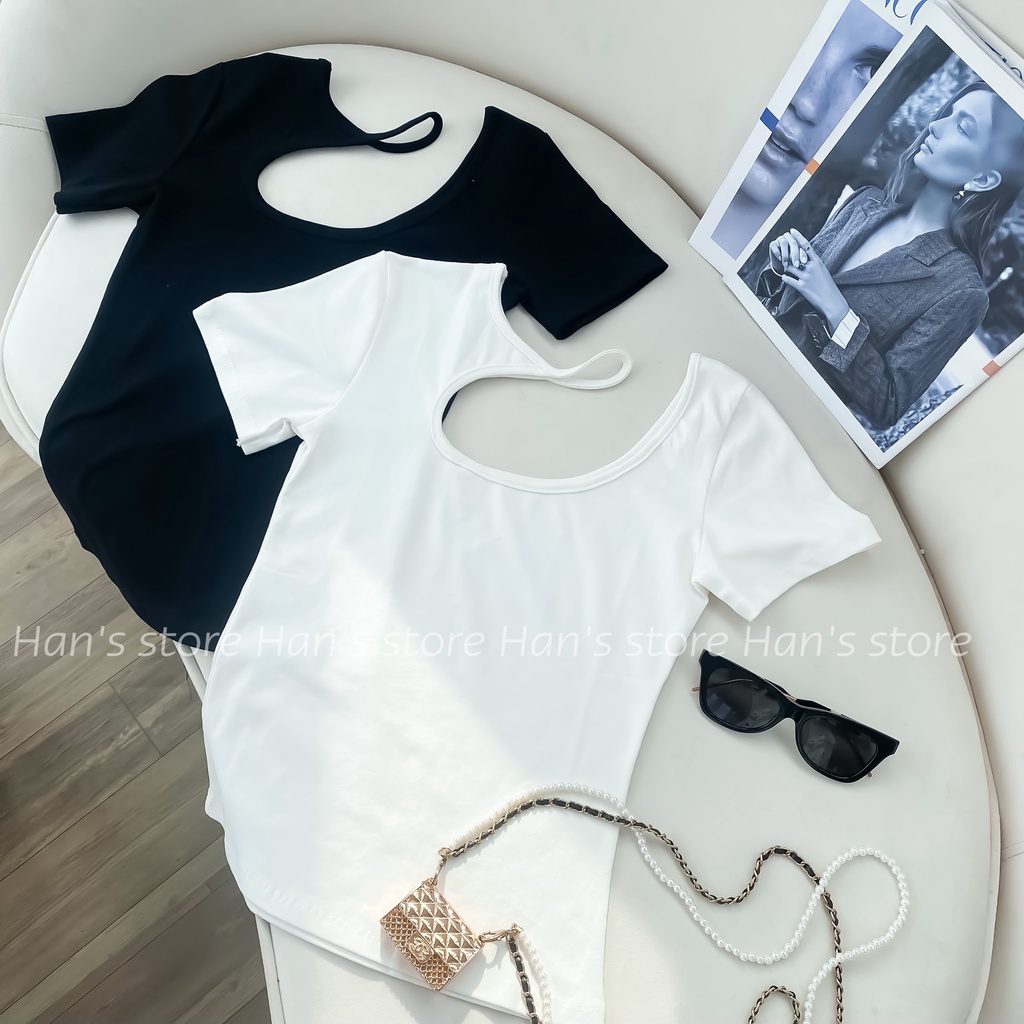 ÁO CUTOUT CHÉO CỔ CÁ TÍNH (ẢNH THẬT 1OO%)