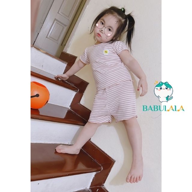 Đồ Bộ Cho Bé Gái Vải Cotton Dệt  4-18kg Co Giãn 4 Chiều Ngắn Tay-Bộ Cộc Tay Minky Mom Mùa Hè Đáng Yêu-BABULALA-CT23