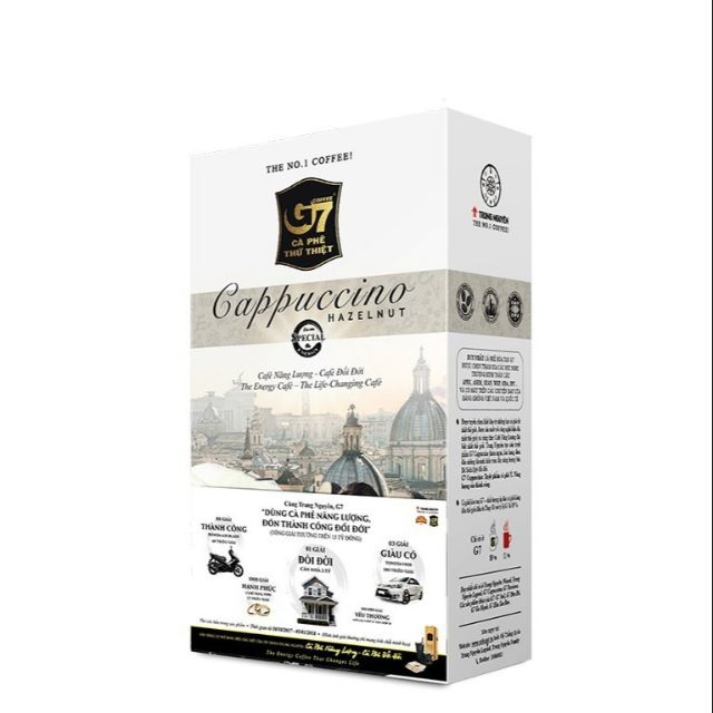 CAPUCHINO_Cà phê  Trung Nguyên Hòa Tan G7 cappucino Hazelnut / Mocha / Coconut 12 gói x 25gr