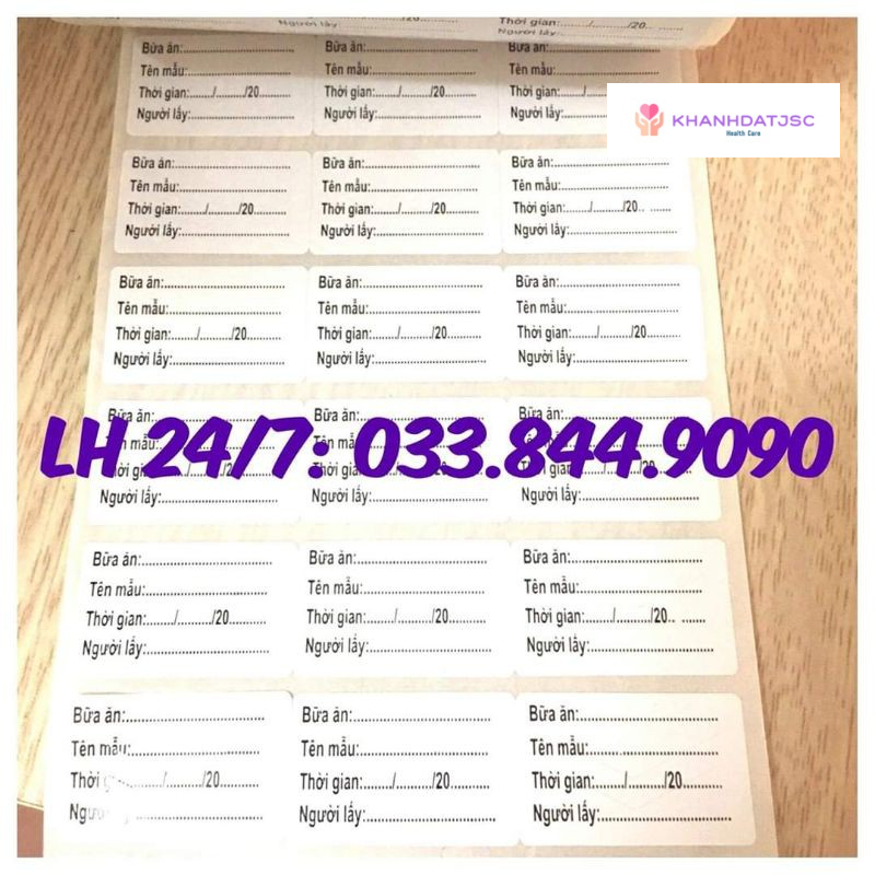 Tem dán vỡ dùng dán lưu mẫu thức ăn