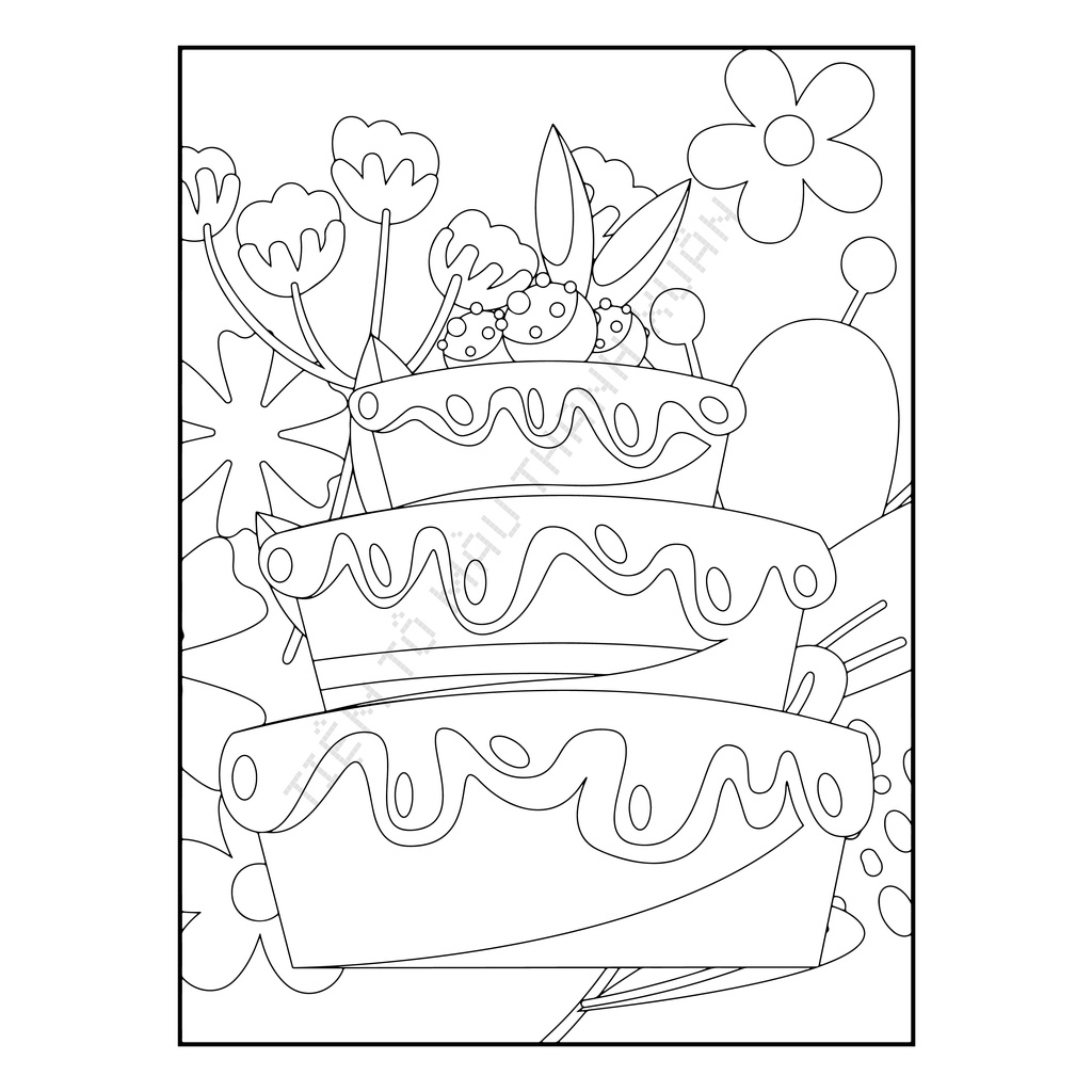 Set 50 Tờ Tranh Tô Màu Hình Bánh Ngọt Tô Màu Sáp, Màu Chì - Tiệm Tô Màu Thanh Xuân