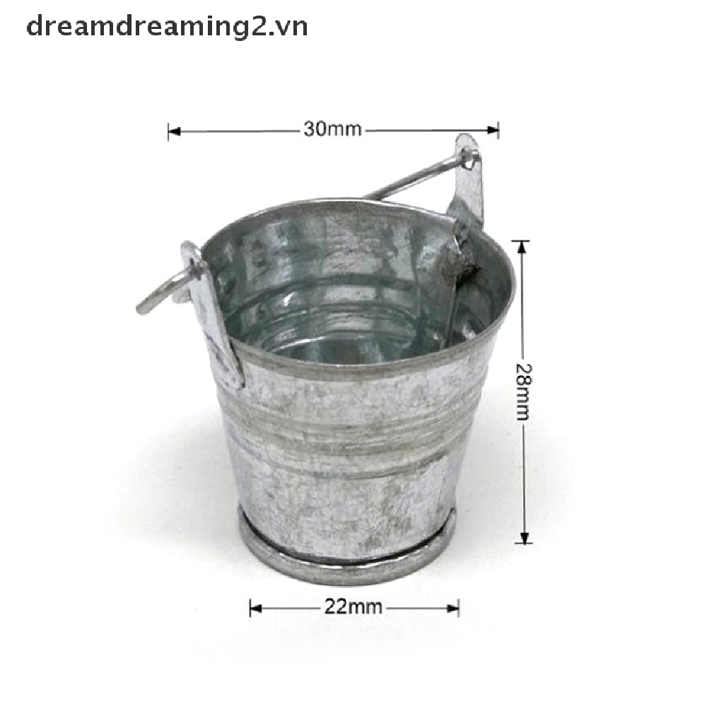 Set cần câu cá và xô nước mini bằng kim loại tỉ lệ 1:12 chất lượng cao dành cho trang trí nhà búp bê