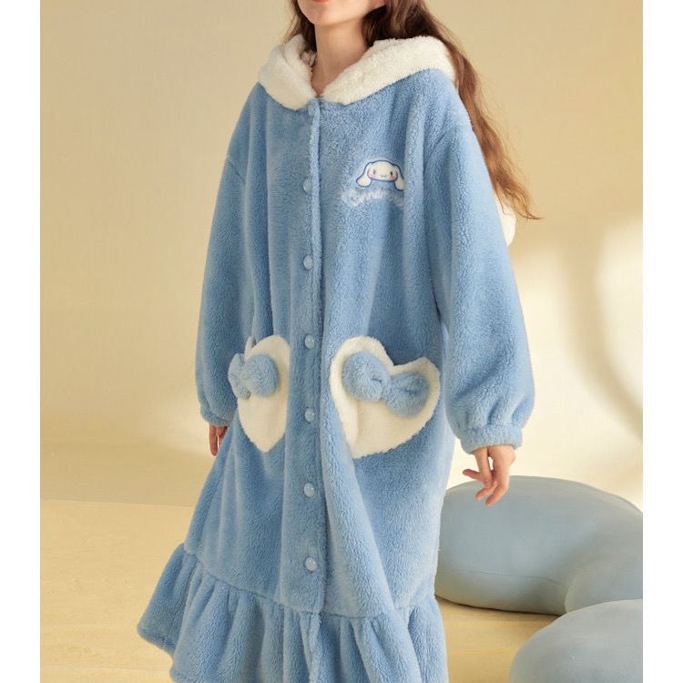 Đầm Ngủ Dáng Dài Chất Nỉ Lông Cừu San Hô Hình Chú Chó Tai To Dễ Thương Cho Nữ | BigBuy360 - bigbuy360.vn