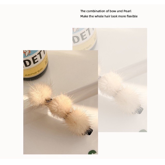 Kẹp tóc mái bông gòn tạo kiểu dễ thương phong cách Hàn Quốc cho nữ