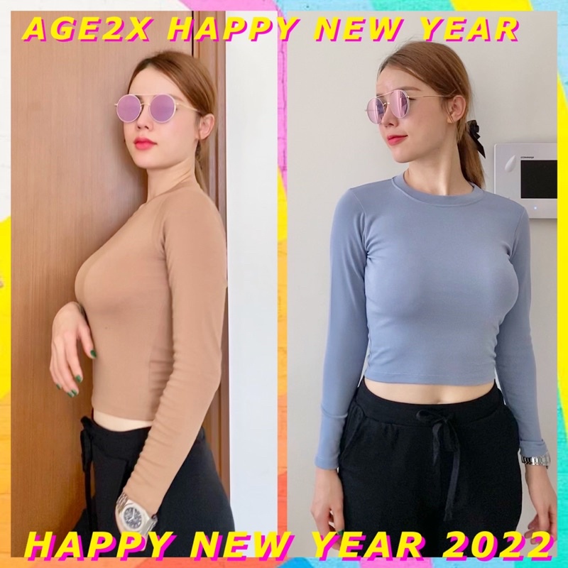 Áo croptop TAY DÀI Trắng chính hãng AGE2X hàng VNXK TOP các sản phẩm thường xuyên cháy hàng của SHOP