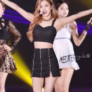 Set áo croptop camis hai dây và chân váy Triple Zipper kéo khoá - by SugarG