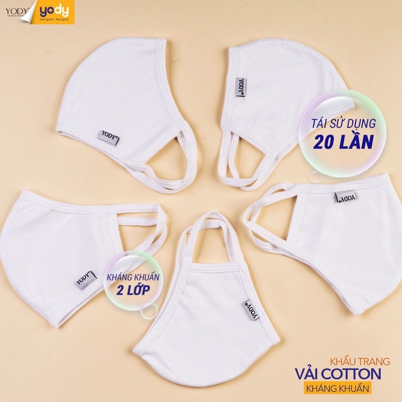 Set 5 Khẩu Trang Vải Cotton YODY Kháng Bụi Ngăn UV An Toàn Sử Dụng Nhiều Lần