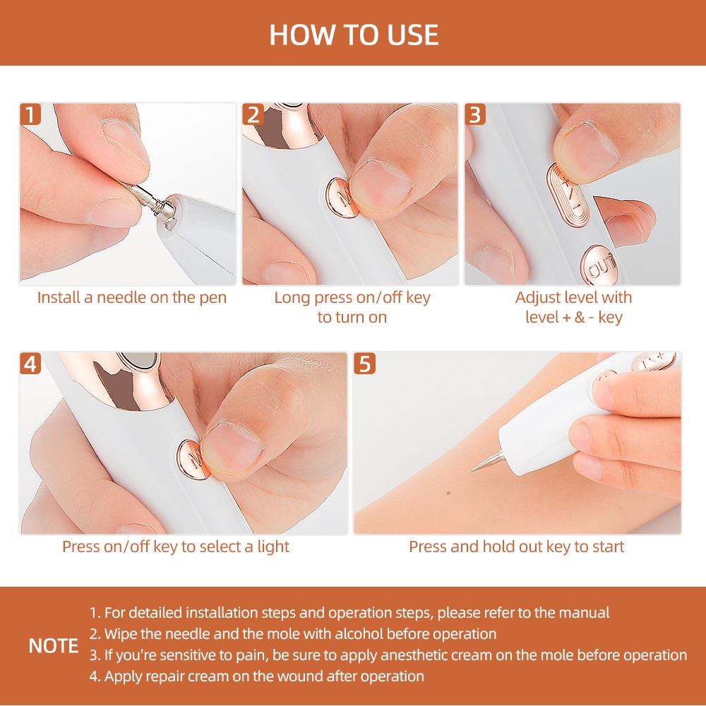 Bút Xóa Nốt Ruồi/Hình Xăm/Tàn Nhang 9 Cấp Độ Bằng Chất Liệu Pha Lê Dạng Lỏng Màu Đen