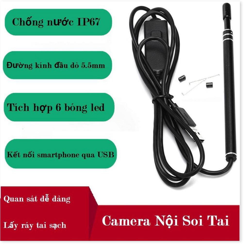 Camera Lấy Ráy Tai ✔️Chính Hãng✔️ 3 trong 1 có đèn LED, Nội Soi Tai Mũi Họng, Có Kết Nối Với Điện Thoại, Máy Tính