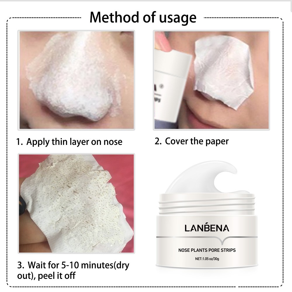 Mặt nạ bùn lột mụn đầu đen chính hãng LANBENA kèm 60 miếng giấy lột mụn