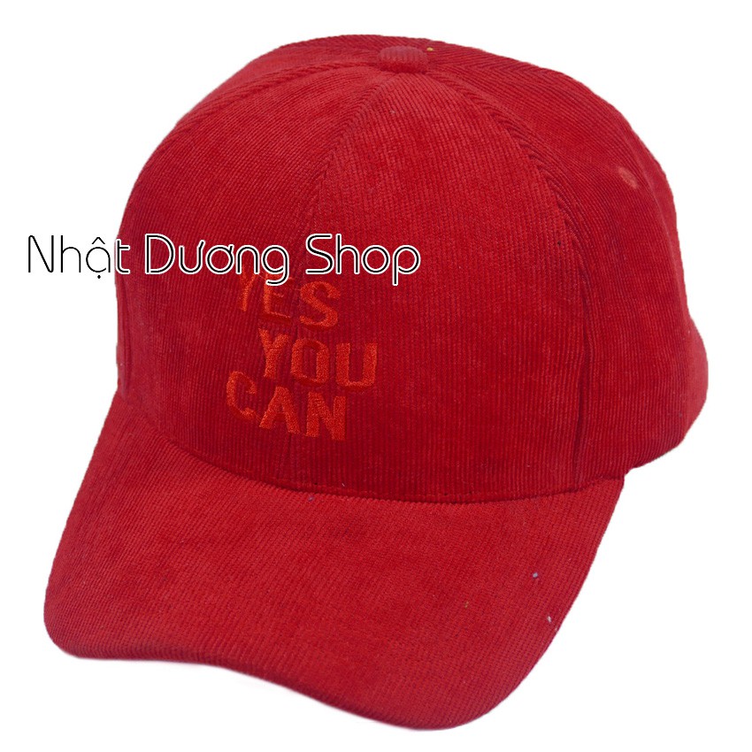Nón kết vải nhung YES YOU CAN chất liệu vải nhung mềm mại và êm ái tạo cảm giác thoải mái cho người đội