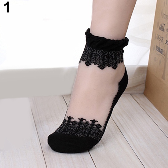 1 Đôi Vớ Ren Trong Suốt Siêu Mỏng Co Giãn Thoáng Khí Cho Nữ