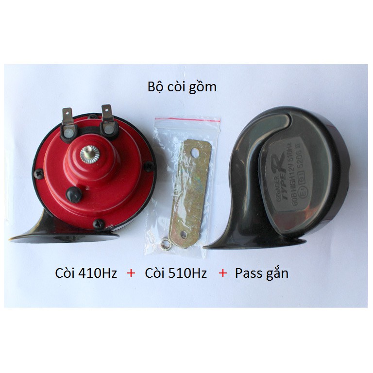 Bộ còi đôi Type R 12V-72W cho Môt, Oto