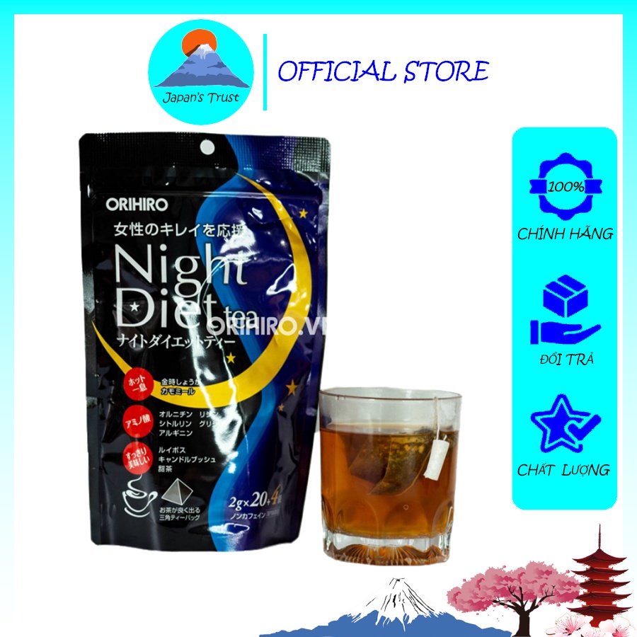 Trà giảm cân ban đêm Night Diet Tea 24 gói của Orihiro Nhật Bản - Giá tốt - Hàng chính hãng
