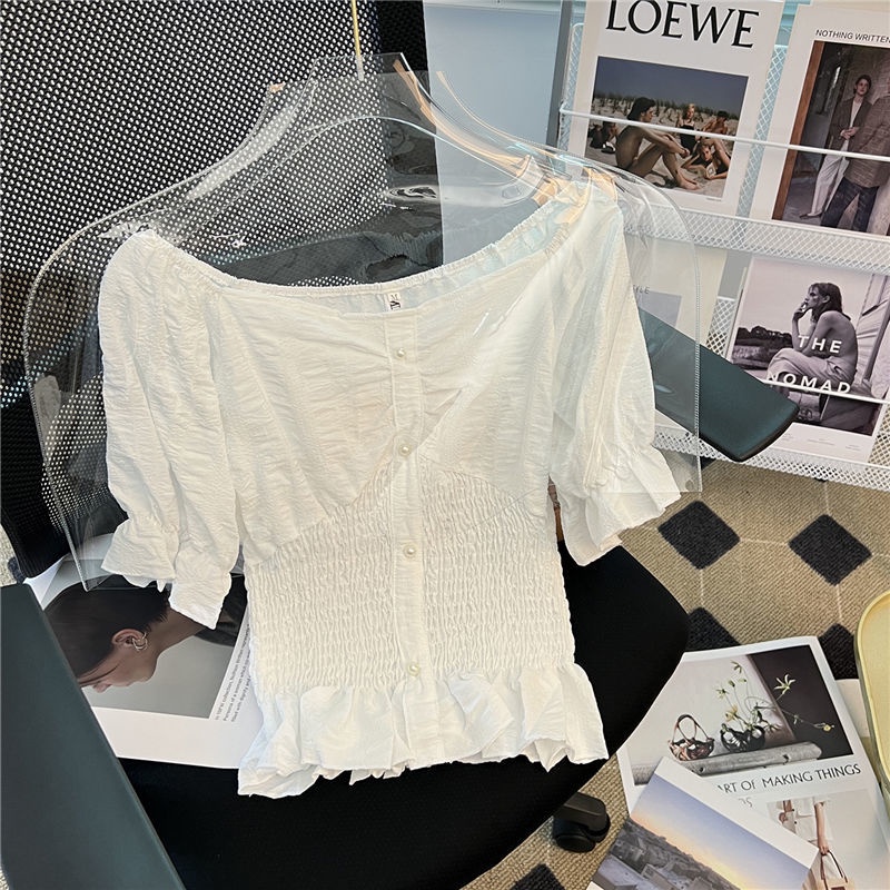 Áo Sơ Mi Nữ Trễ Vai Tay Ngắn Phong Cách Châu Âu Thời Trang Mới