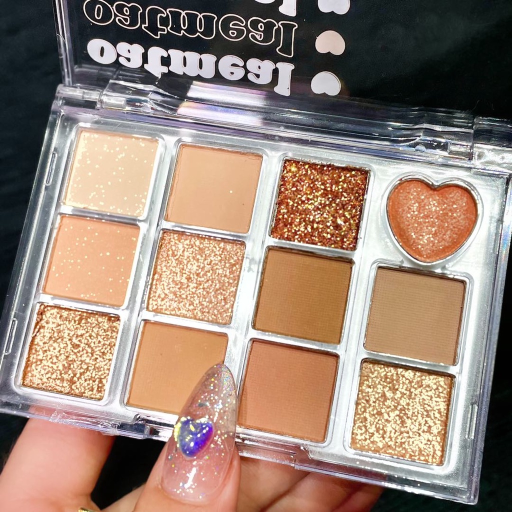 Bảng Phấn Mắt Callcall Ling 12 Màu Sắc Tông Lì/Hiệu Ứng Ngọc Trai Lấp Lánh Chống Thấm Nước Chống Nhòe