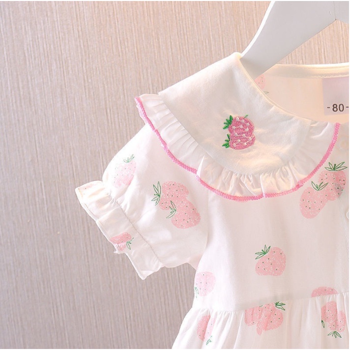 Đầm công chúa tay phồng bằng vải cotton thời trang dễ thương dành cho bé gái 0-4 tuổi
