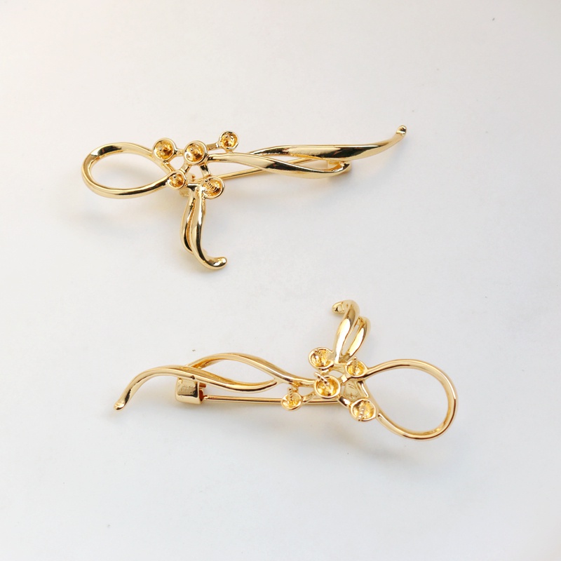 Ghim Cài Áo/ Vòng Tay Thủ Công Bằng Đồng 14k Màu Vàng Kim diy Có Chốt Cài Đơn Giản