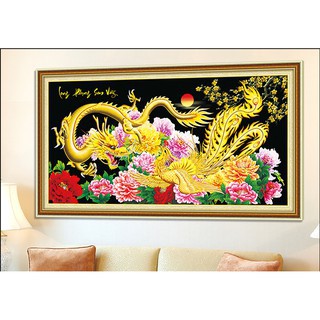 TRANH THÊU LONG PHỤNG XUM VẦY  E43(  EDB43(150X80