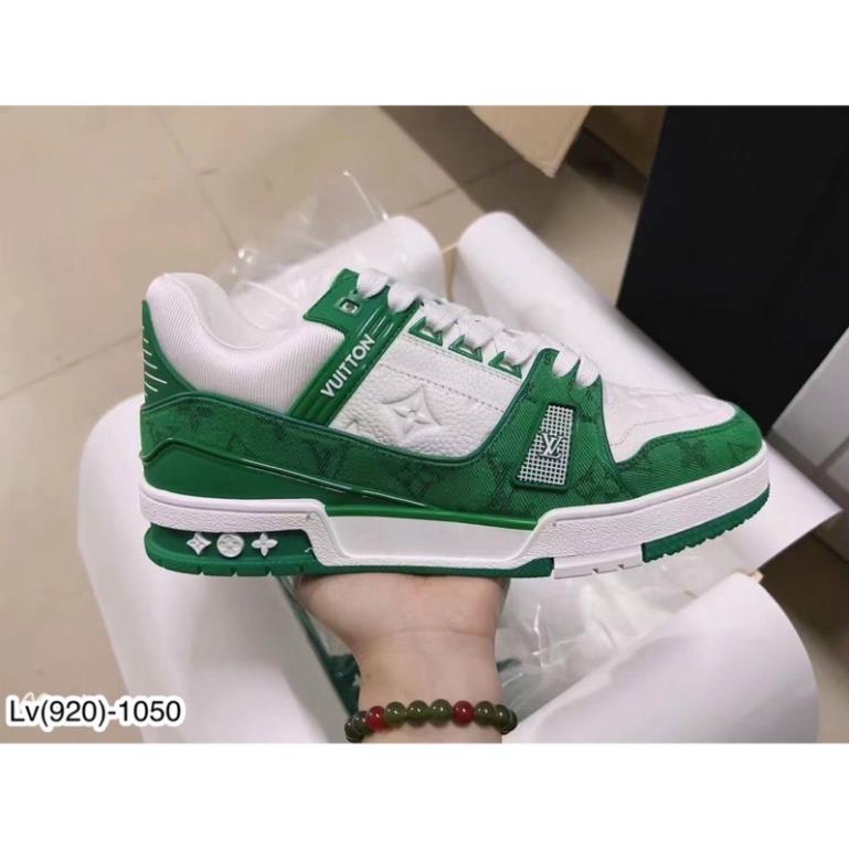 Giày Jordan Xanh Nam Cổ Thấp Dập Hoạ Tiết LV Cực Chất - Giày Jordan Nam Siêu Cấp Full Box -Dũng Buotique