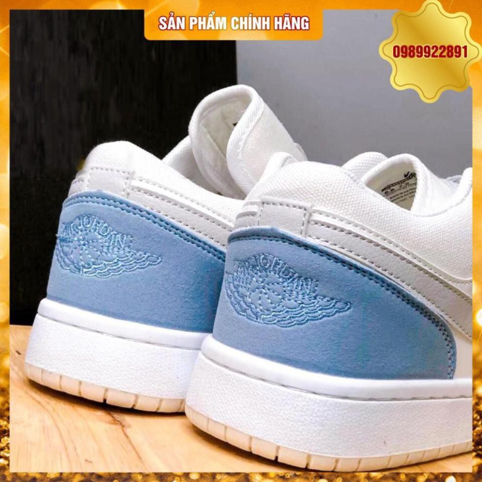 Giày thể thao nam nữ Jd1 da PU, trắng xám, gót da lộn xanh rất dễ phối đồ | BigBuy360 - bigbuy360.vn