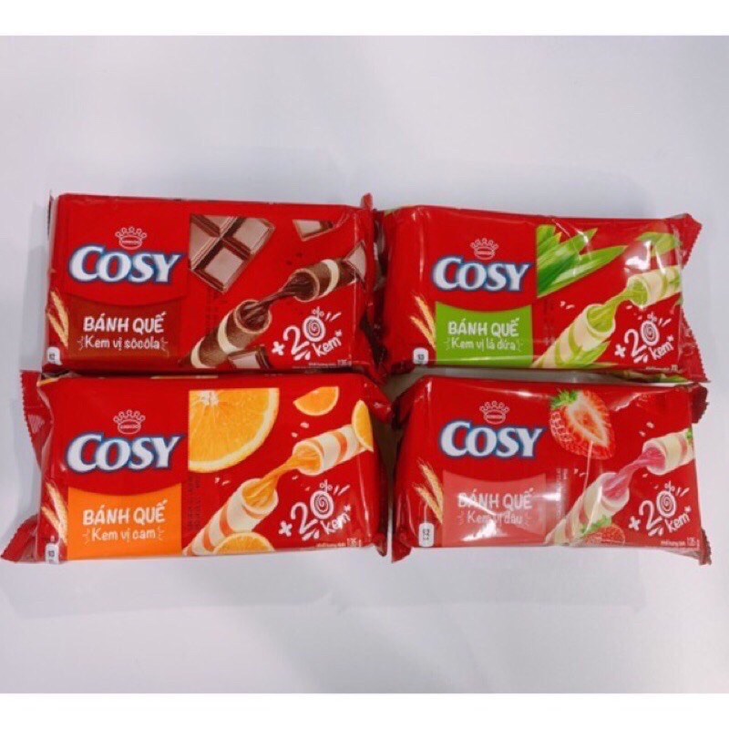 Bánh Quế Cosy Socola, Dâu, Cam Và Lá Dứa 135g