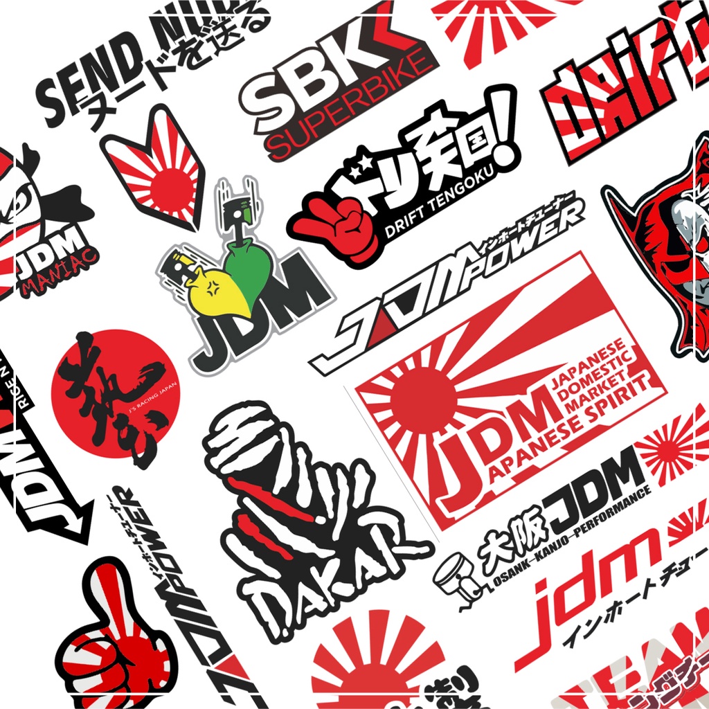 40 cái/túi kết hợp thiết kế miếng dán jdm nhật bản chống thấm nước cho miếng dán decal xe máy