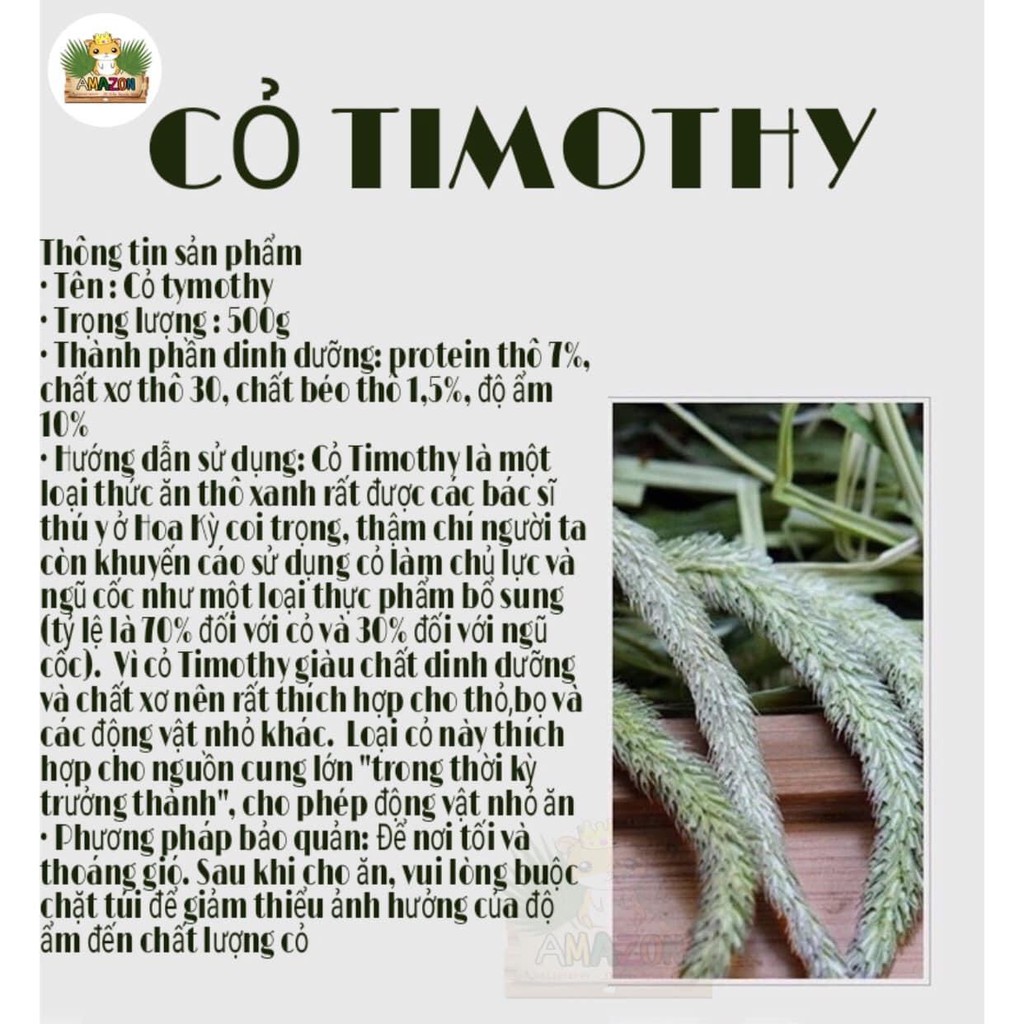 Cỏ TIMOTHY cao cấp 500g