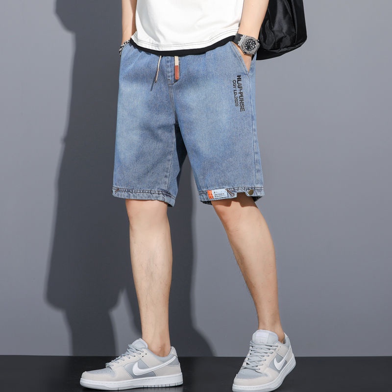 Quần Short Denim Mỏng Dáng Rộng Phong Cách Đường Phố Cá Tính Cho Nam