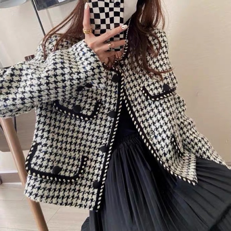 Áo Dạ Tweed Ziczac Hàn Quốc 2 Lớp Cao Cấp (Ảnh Thật) Áo khoác dạ nữ kẻ ô