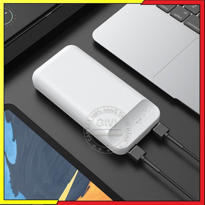 Pin dự phòng Hoco J52A 2 cổng USB 2.0A, 20000mah, có đèn led, tương thích nhiều thiết bị