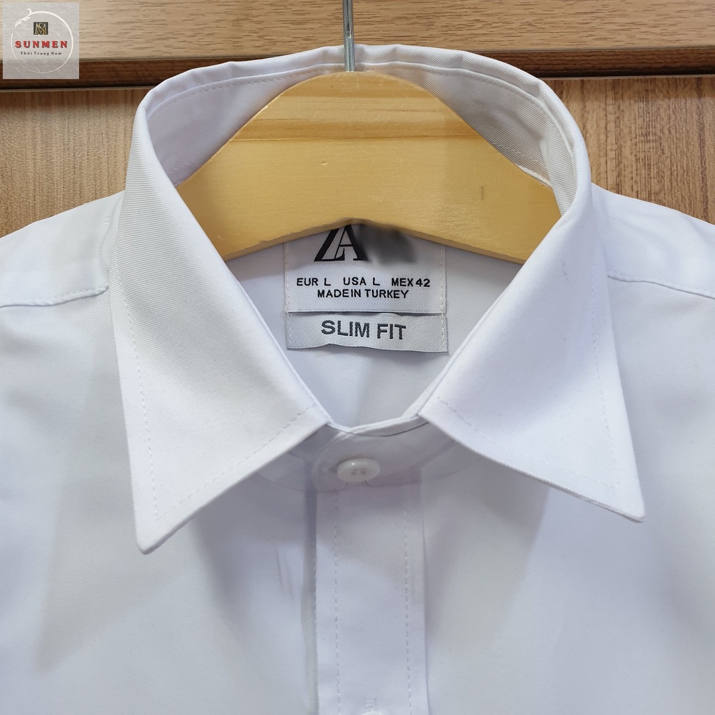 [HCM] Áo sơ mi trắng nam đẹp dài tay áo kiểu công sở hàn quốc chất lụa trắng trơn SUNMEN