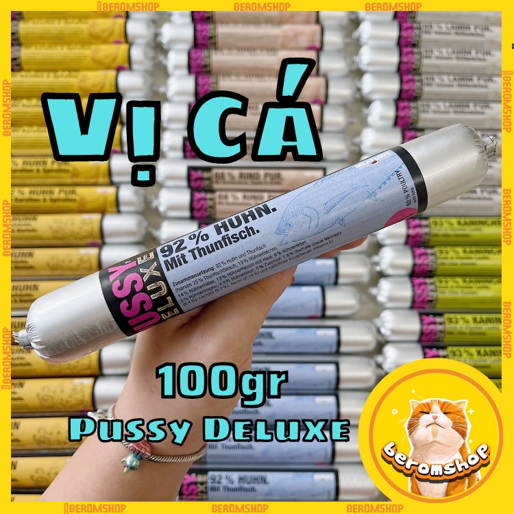 XÚC XÍCH CHO MÈO PUSSY DELUXE 100G 6 VỊ NHẬP ĐỨC GIÁ CỰC RẺ