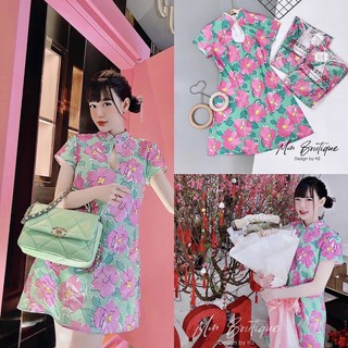 Đầm hoa xinh thiết kế cổ giọt lệ xinh xắn🌸 Ảnh thật