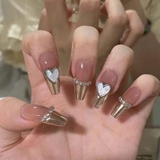 Sét phụ kiện trái tim + xích đá gắn móng