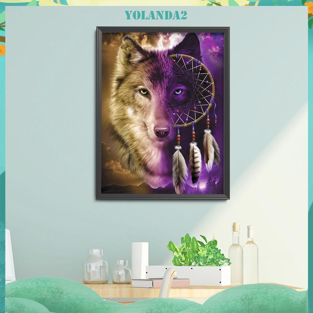 Tranh thêu chữ thập tự làm hình chó sói 11CT