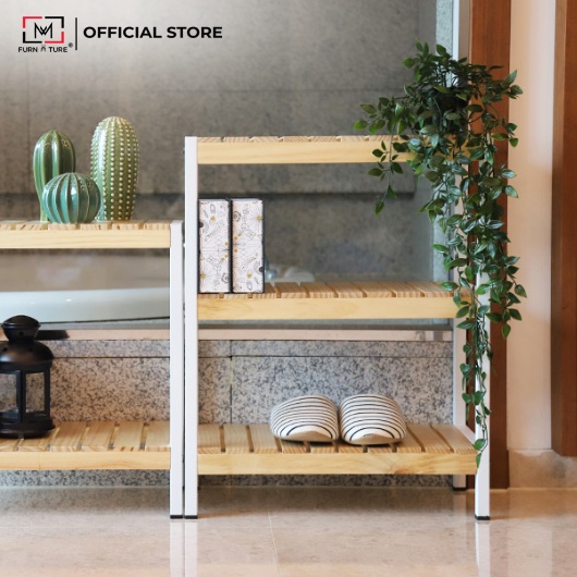 Kệ gỗ trang trí khung sắt tĩnh điện xuất khẩu hàn quốc cao cấp MW FURNITURE - Nội thất phòng khách