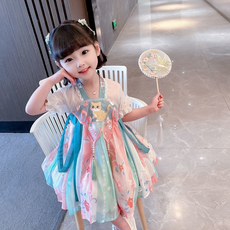 Đầm Công Chúa Hán Phục Tay Ngắn Phong Cách Trung Hoa Mới Mùa Hè 2022