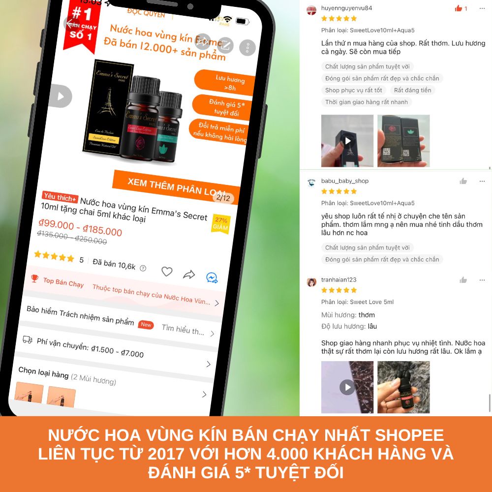 Nước hoa vùng kín Emma's Secret 10ml tặng chai 5ml khác loại