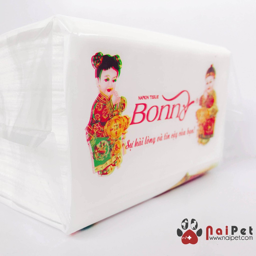 Giấy Ăn Lụa Vuông Vệ Sinh Mềm Bonny Em Bé100 Tờ x 10 Bịch