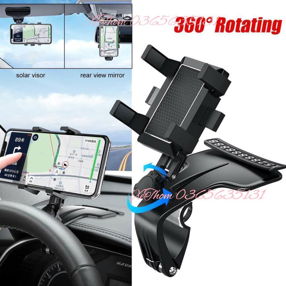 Giá đỡ điện thoại ô tô Car phone holder kẹp trên xe hơi xoay 360 độ chống rung treo đa điểm trên taplo, gương chiếu hậu