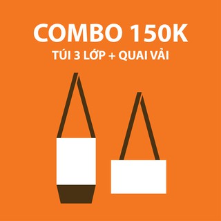 COMBO 150K túi 3 lớp và quai vải/ Túi vải đựng bình giữ nhiệt