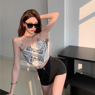 Áo croptop dây giả khăn
