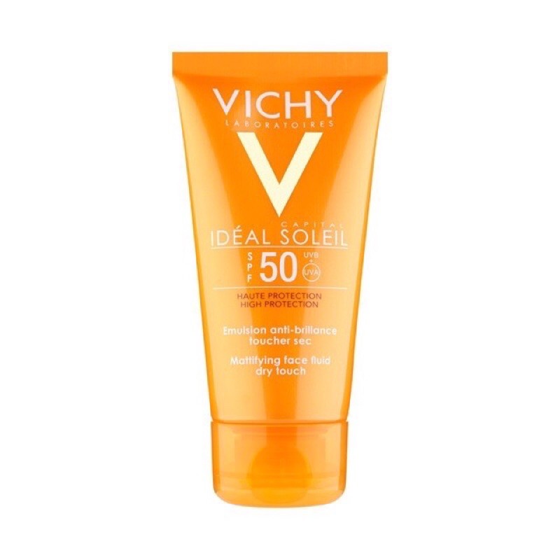 ( CHÍNH HÃNG ) Kem Chống Nắng Không Gây Nhờn Rít Không Màu SPF50  Vichy Capital Soleil SPF50 Face Dry Touch (50ml)