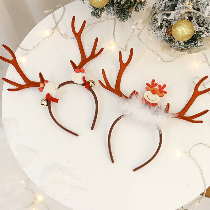 Băng Đô Cài Tóc Hình Sừng Tuần Lộc Bằng Acrylic Dễ Thương Cho Nữ