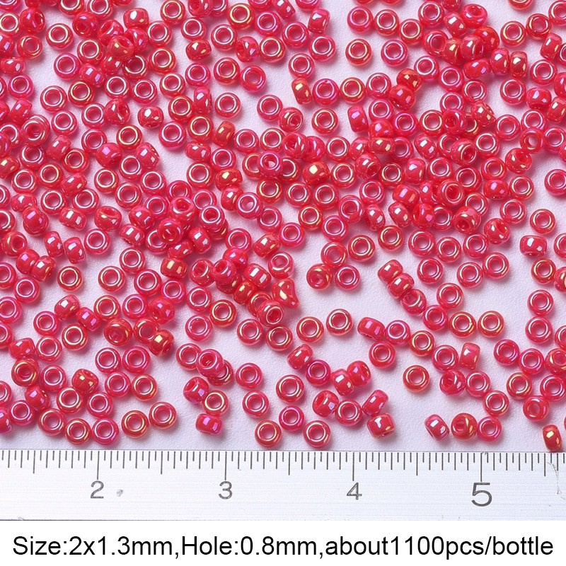 Chai hạt thủy tinh kích thước 2x1.3mm tùy chọn màu sắc 10g