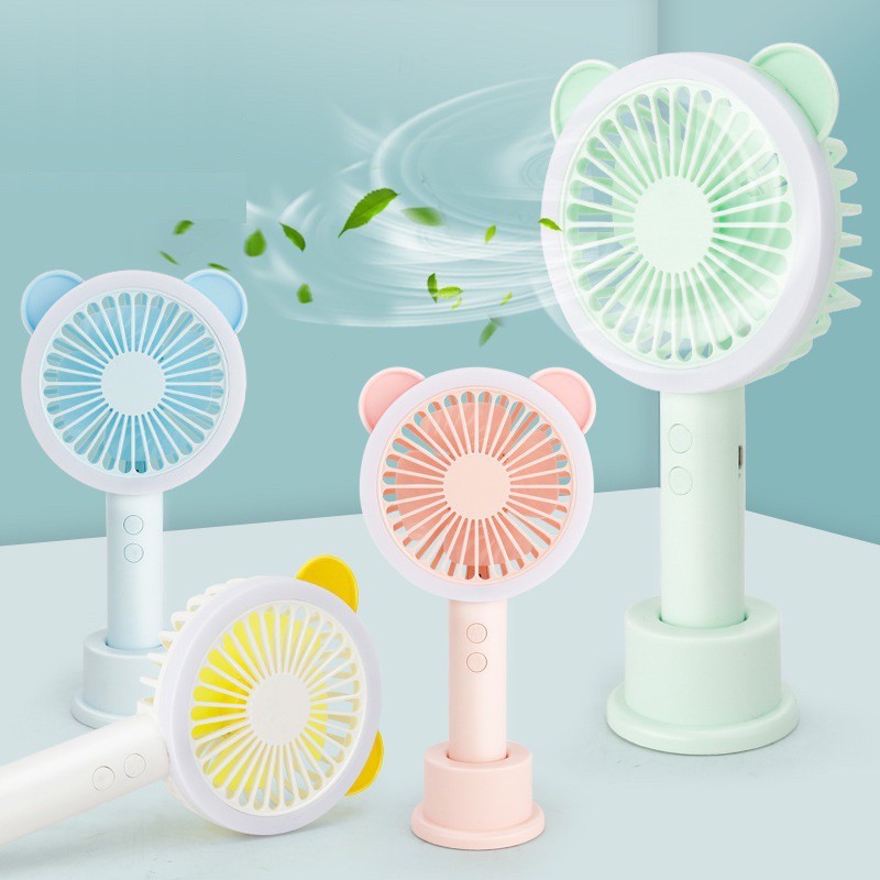 Quạt Sạc Cầm Tay Có Đèn 7 Màu 668 Siêu Dễ Thương