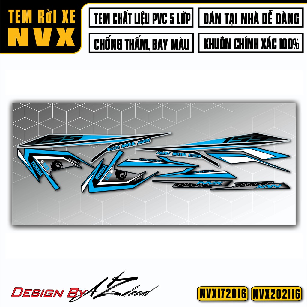 Tem Chỉ Rời NVX Cách Điệu Chống Nước, Bền Màu | NVX16 | Decal Dán Xe NVX 2017-2021 V1, V2 Cho Xe Đen, Trắng, Đỏ, Xanh