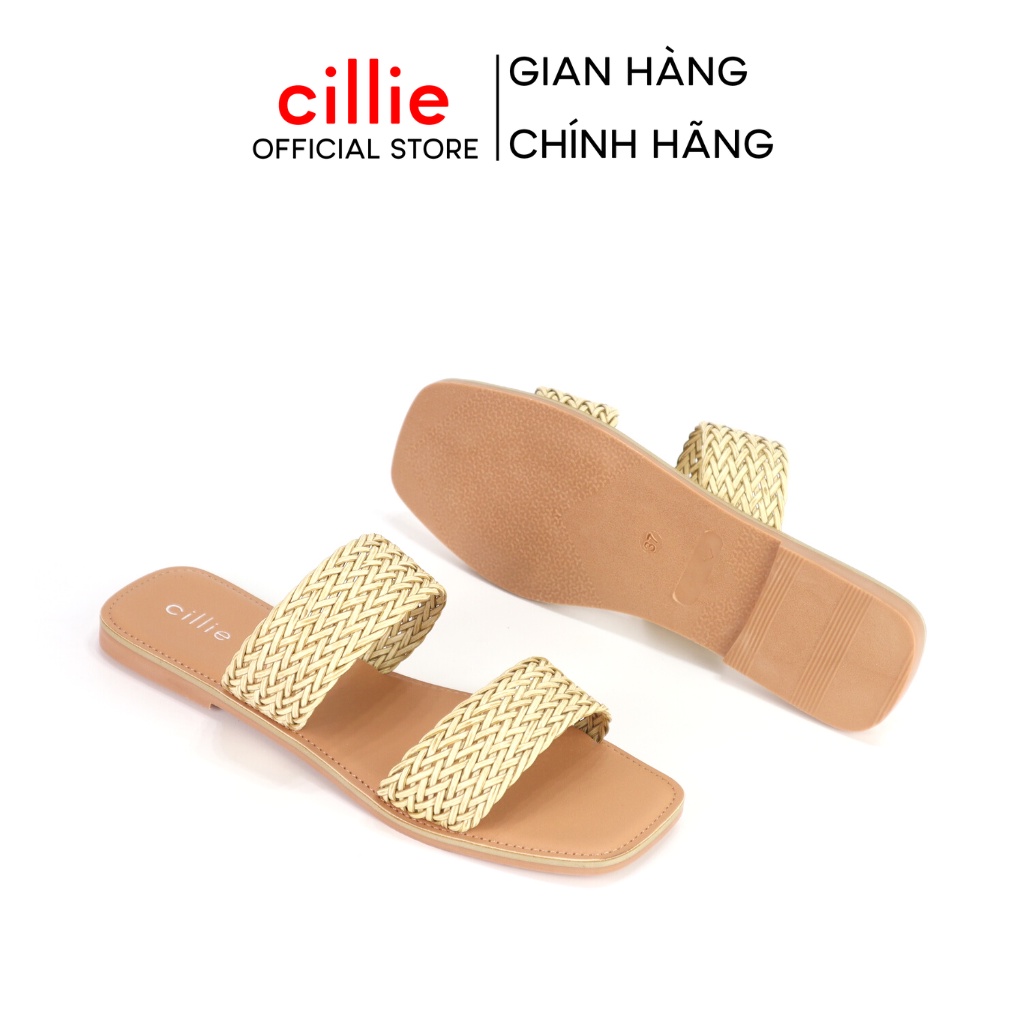 Dép nữ quai ngang đan dây thoáng mát đế bệt đi chơi đi biển dạo phố Cillie 1041