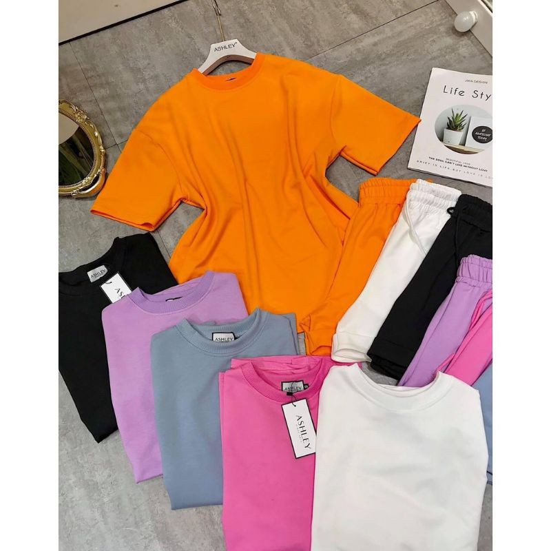 [Chất Đep] Set Đùi Trơn Thụng Cộc Tay Mát💖FREESHIP💖 Set Quần Short Áo Phom Rộng Tay Lỡ Xinh xắn | BigBuy360 - bigbuy360.vn